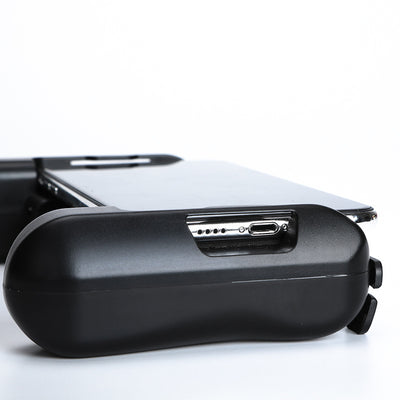 Black mobile game controller with integrated cooling fan and ergonomic grips for smartphones. - Image 2