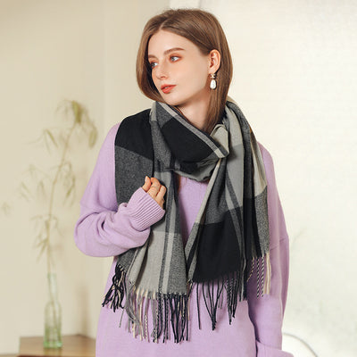 Bufanda de Cashmere Artificial Gruesa y Cálida con Flecos - Image 3