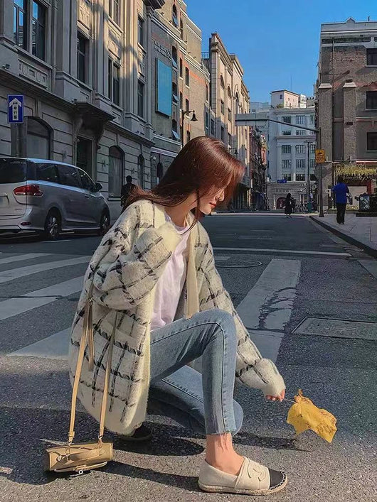 Chaqueta Cuadriculada Suelta para Mujer - Estilo Casual Versátil - Image 11