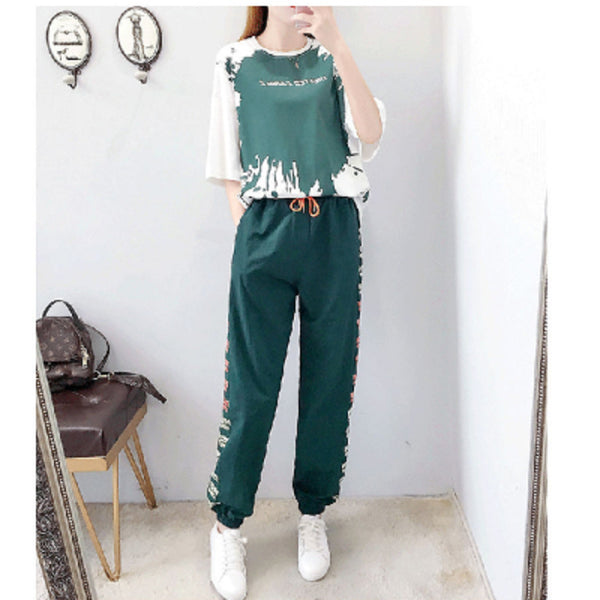Conjunto Deportivo Casual Mujer: Pantalón Harem Suelto y Camiseta Manga Corta Verano - Image 3