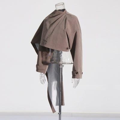 Blazer Ejecutivo con Capa y Cuello Alto para Mujer - Image 38