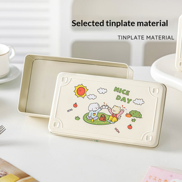 Caja de Almacenamiento Metálica Rectangular con Diseño Infantil