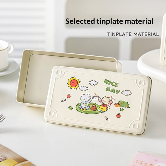 Caja de Almacenamiento Metálica Rectangular con Diseño Infantil
