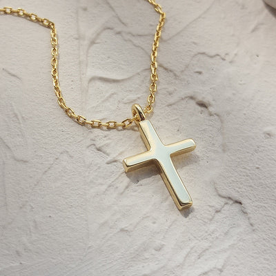 Collar Colgante Cruz Jesús en Oro 18k y Plata 925 - Joya Cristiana Trendy para Mujer