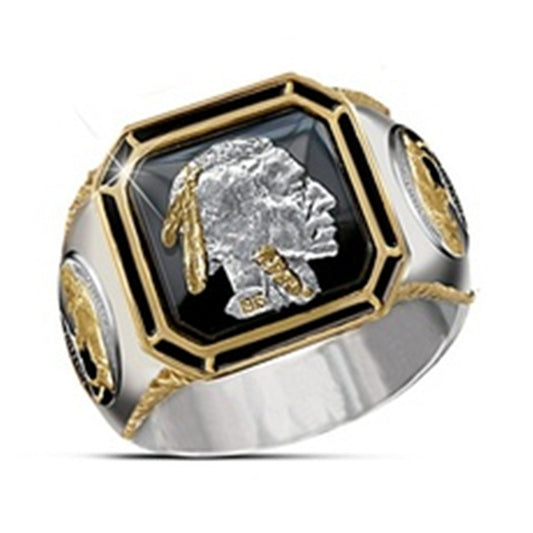 Anillo Dorado Bicolor Chapado en Oro