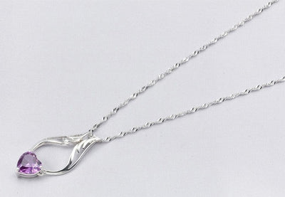 Collar Colgante de Alas de Ángel con Corazón de Cristal Melocotón - Image 2