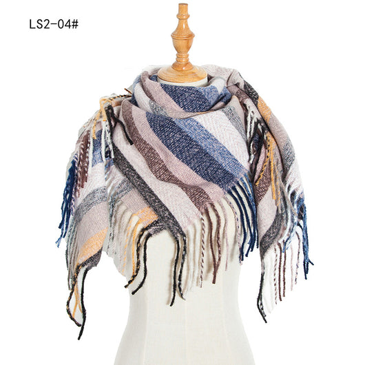 Pañuelo Cuadrado Rayado con Flecos para Mujer y Hombre - Image 34