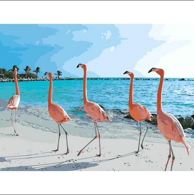 Kit Pintura por Números Flamencos en la Playa - Image 5