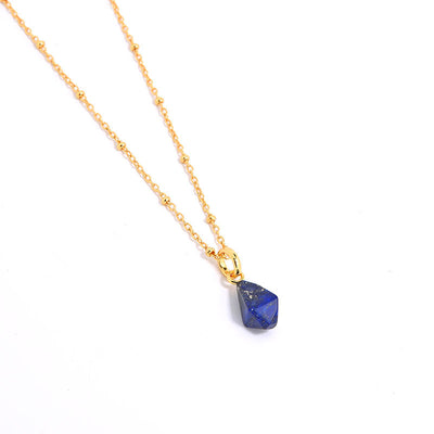 Collar Geométrico Ágata Azul Oro Natural con Ojo de Tigre 3D - Image 5