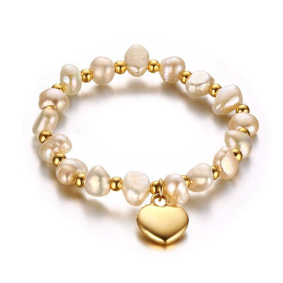 Pulsera de Perlas de Agua Dulce y Acero Titanio Hecha a Mano