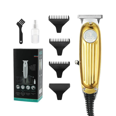 Silver electric hair clipper with cord, 1mm, 2mm, 3mm guide combs, cleaning brush, spray bottle, and manual. - Image 3