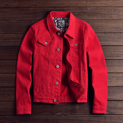 Chaqueta Vaquera Hombre Blanca Ajustada Estilo Coreano - Image 9