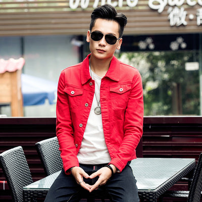 Chaqueta Vaquera Hombre Blanca Ajustada Estilo Coreano - Image 5