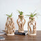 Jarrón de Madera Maciza Artesanal con Diseño Decorativo para Flores y Plantas Hidropónicas