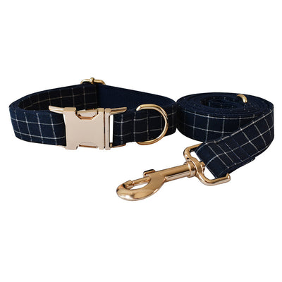 Collar para Perro Azul Marino con Cuadros y Botones Dorados - Image 5