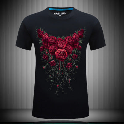 Camiseta Hombre Algodón 100% Estampado 3D Talla Grande Cuello Clásico