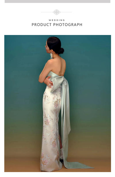 Vestido Cheongsam Escote Tubo Estilo Chino para Novia - Image 12