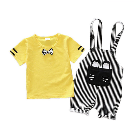 Conjunto Infantil Coreano de Dos Piezas con Tirantes y Diseño Cartoon - Image 4