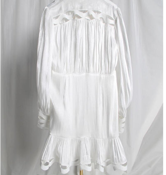 Vestido Camisero Coreano Hueco con Cuello Alto y Manga Larga - Image 9