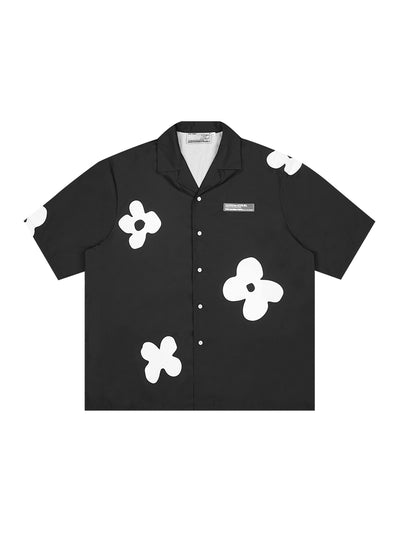 Camisa Vintage de Cuello Cubano con Siluetas Florales Dibujadas a Mano - Image 3