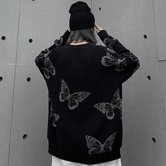 Suéter Jacquard Retro Tejido Holgado Cuello Redondo Versátil