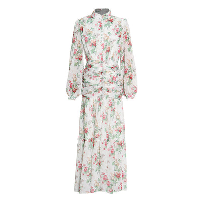 Vestido Estampado con Cuello Mao y Mangas Globo Plisadas - Image 24