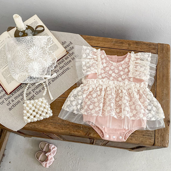 Mameluco de Malla para Bebé Niña - Diseño Luna Llena