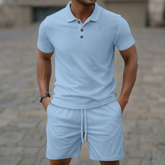 Saco Casual de Manga Corta con Textura Jacquard para Hombre - Image 36