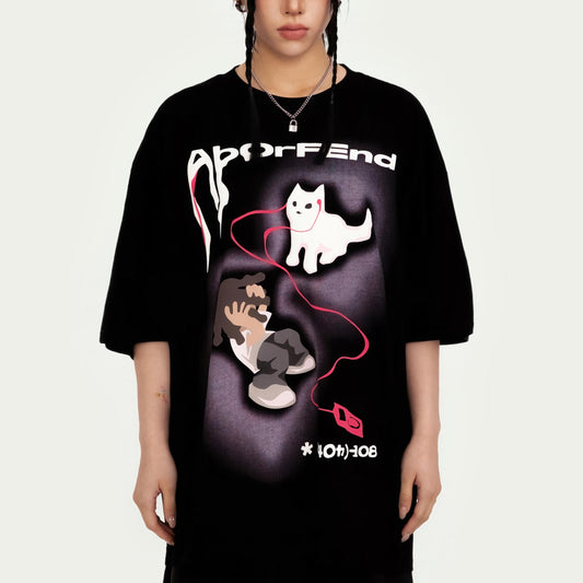 Camiseta Cuello Redondo Manga Corta Unisex Holgada