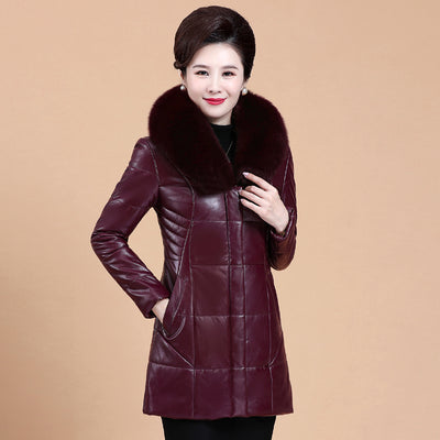 Chaqueta de Cuero Acolchada con Cuello de Piel Sintética para Mujer - Image 14