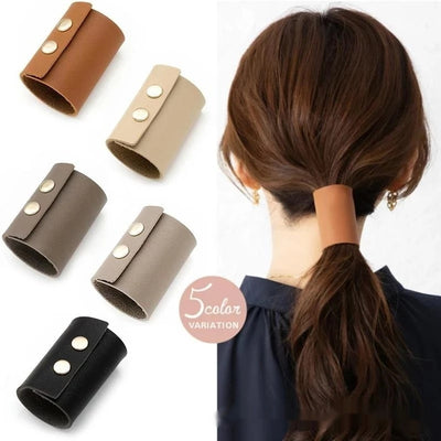 Hebilla Retro para Cabello en Cuero Genuino