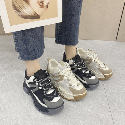 Zapatillas Casuales Mujer Estilo Coreano Malla Transpirable Bloques de Color