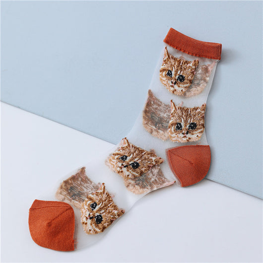 Calcetines de Seda para Mujer con Diseño Gato y Personalidad Dulce - Image 6