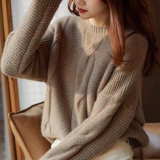 Suéter de Lana Grueso Oversized para Otoño e Invierno