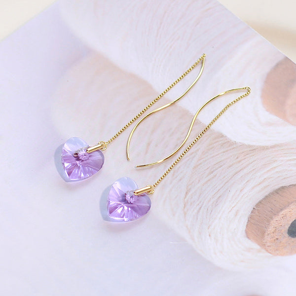 Aretes Largos de Cristal Transparente con Flecos Brillantes