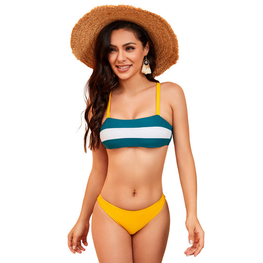 Bikini Triangular con Tirantes Rayas para Mujer - Image 4
