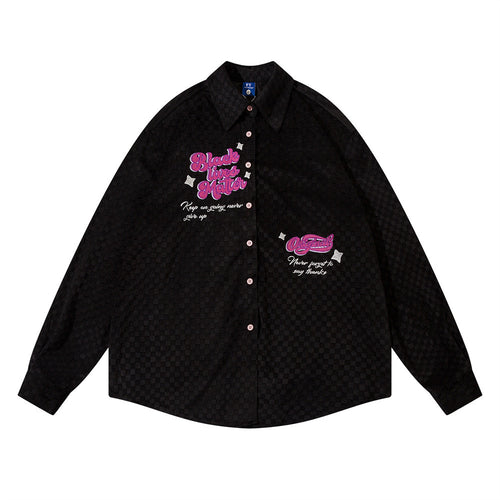 Abrigo Camisa Cuadros Escoceses con Letras Bordadas