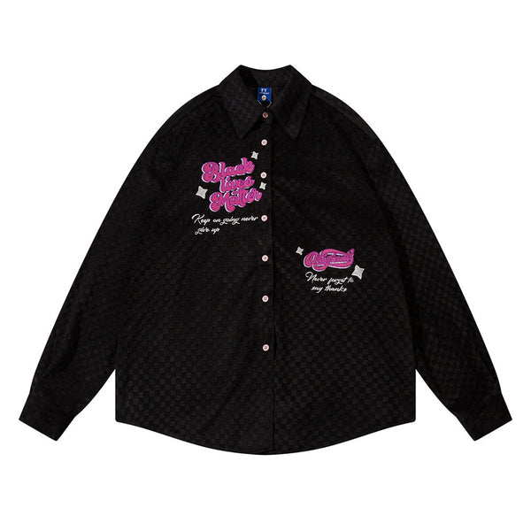 Abrigo Camisa Cuadros Escoceses con Letras Bordadas