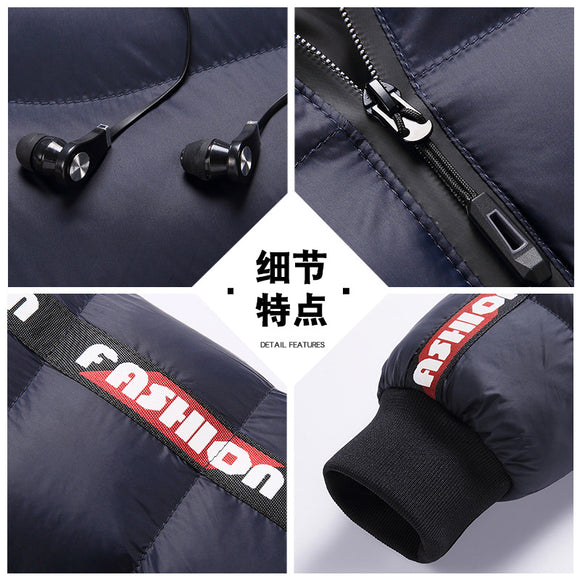 Abrigo Acolchado con Capucha Estilo Coreano para Hombre Otoño-Invierno