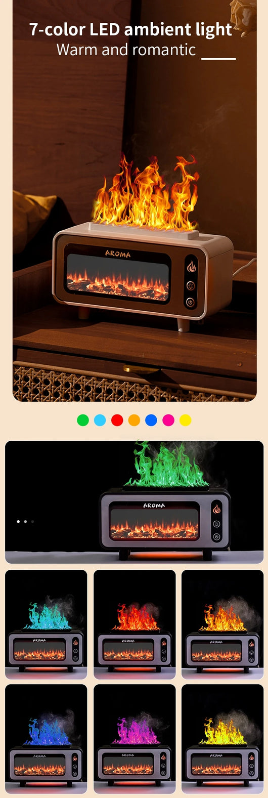 Difusor Ultrasónico 200ml con Chimenea 3D y Luz LED - Aromatizador de Aceites Esenciales - Image 11