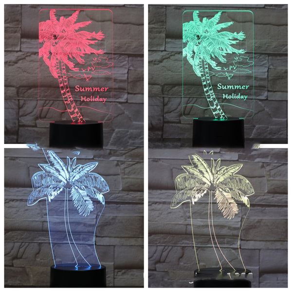 Lámpara 3D de Palmera Tropical - Luz Nocturna Ilusión Óptica