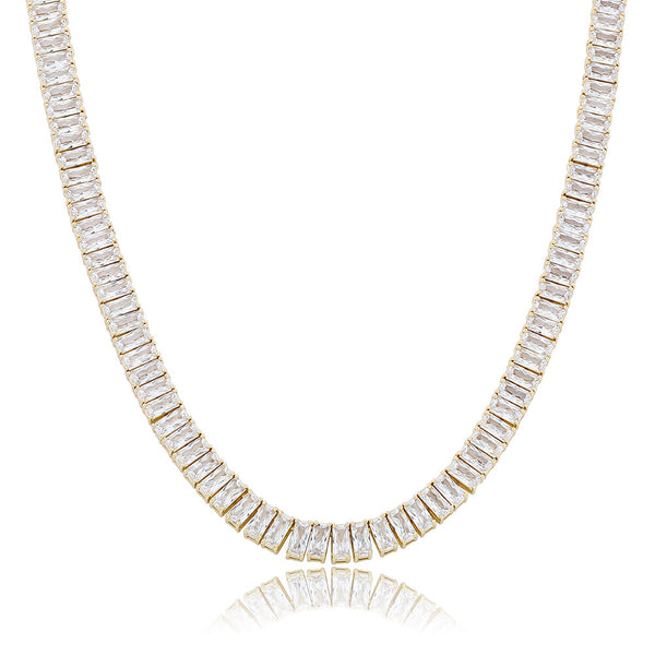 Collar Hip Hop de Circón Rectangular para Hombre y Mujer