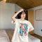 Playera Estampada Suelta y Ajustada para Mujer - Cuello Redondo Manga Corta