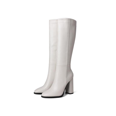 Botas de Cuero con Cierre para Mujer Talla Grande - Tacón Grueso Versátil - Image 11