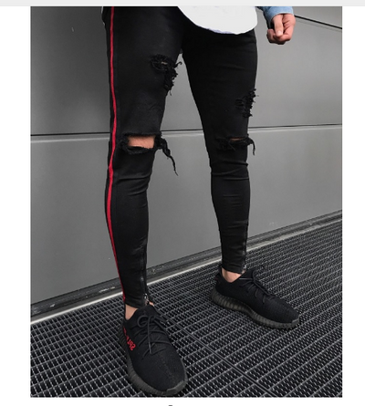 Jeans Skinny Rotos con Franja Lateral - Image 3