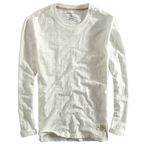 Camiseta de Cuello Redondo en Algodón Slub