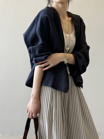 Blusa Suelta de Ramio Retro Artística con Protección Solar y Mangas Largas - Image 18