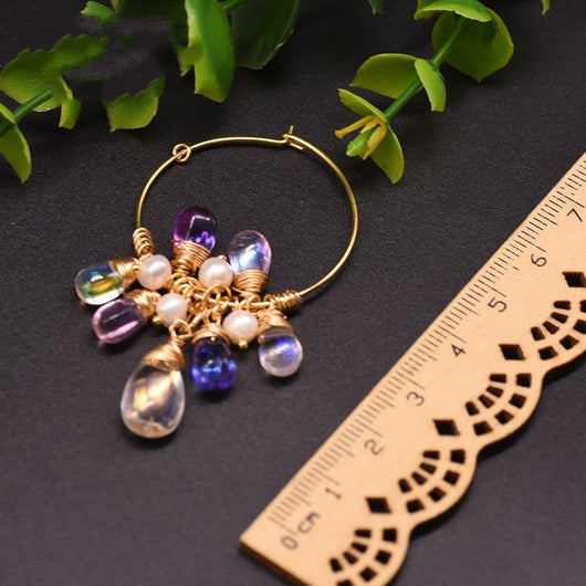 Pendientes de Cristal Checo con Perlas - Image 2