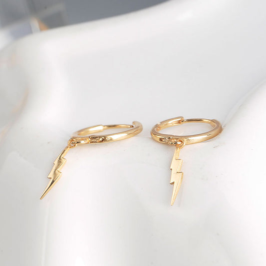 Aretes de Plata Esterlina con Diseño de Rayo - Pendientes de Temperamento - Image 2