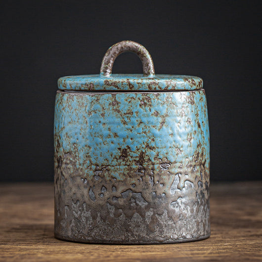 Recipiente de Té Cerámica Azul con Horno Decorativo - Image 7